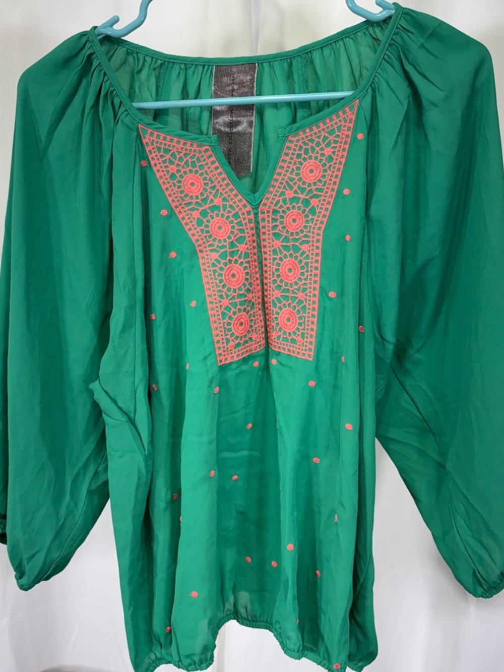 Moon Collection Green Tunic with Coral Embroidery 2330